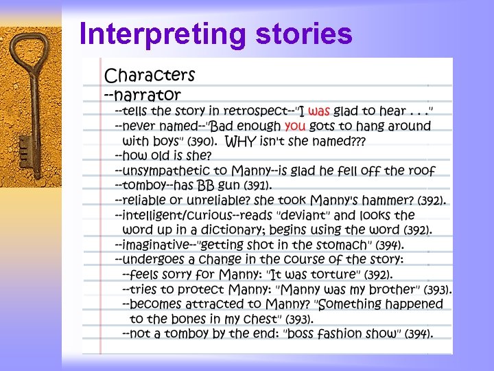 Interpreting stories 