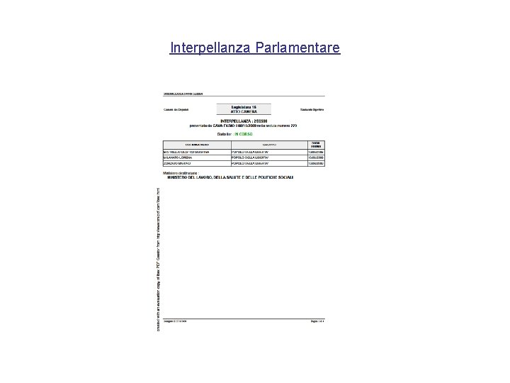 Interpellanza Parlamentare 