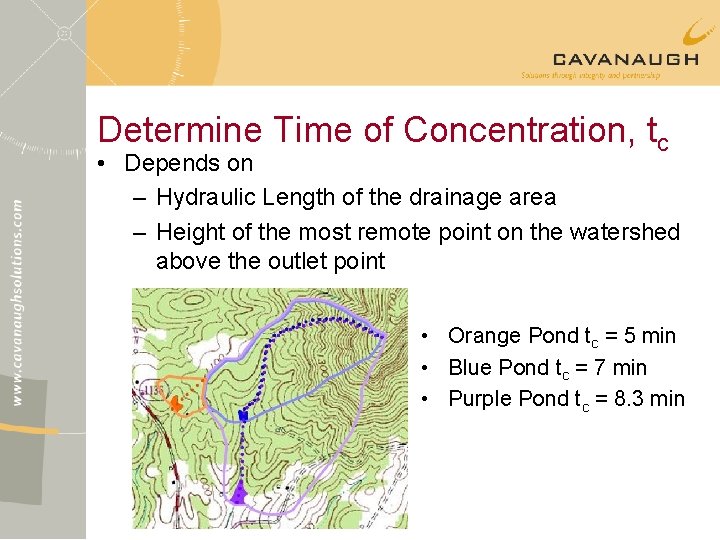 Determine Time of Concentration, tc • Depends on – Hydraulic Length of the drainage