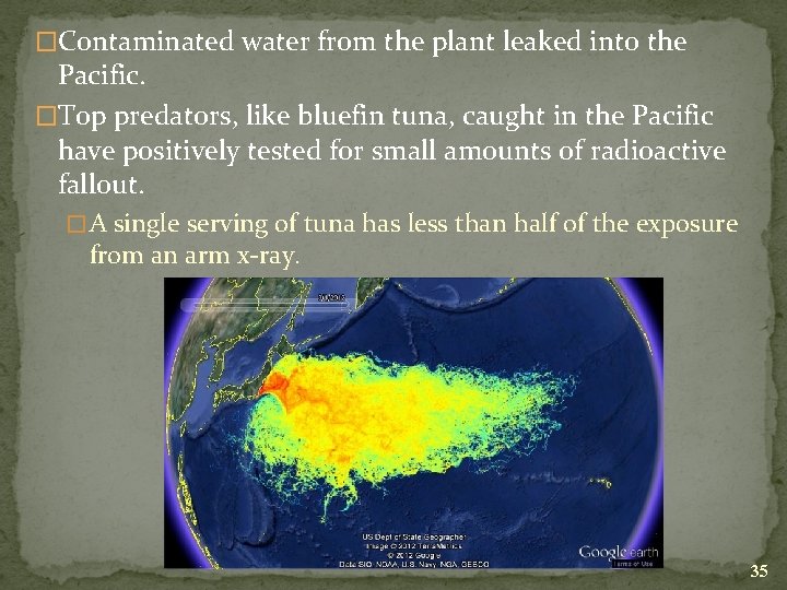 �Contaminated water from the plant leaked into the Pacific. �Top predators, like bluefin tuna,