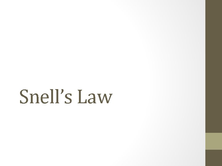 Snell’s Law 