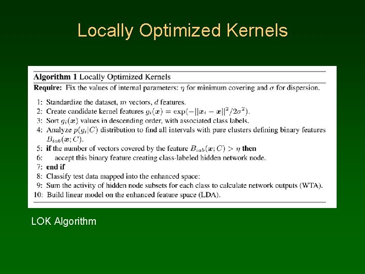 Locally Optimized Kernels LOK Algorithm Locally Optimized Kernels LOK Algorithm