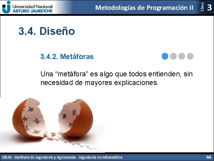 Clase Metodologías de Programación II 3 3. 4. Diseño 3. 4. 2. Metáforas Una
