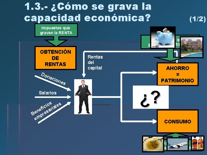 1. 3. - ¿Cómo se grava la capacidad económica? (1/2) Impuestos que gravan la 1. 3. - ¿Cómo se grava la capacidad económica? (1/2) Impuestos que gravan la