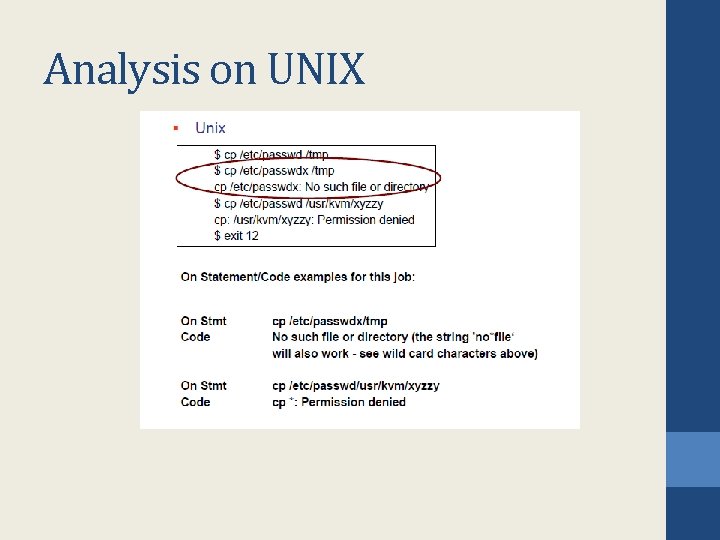 Analysis on UNIX Analysis on UNIX