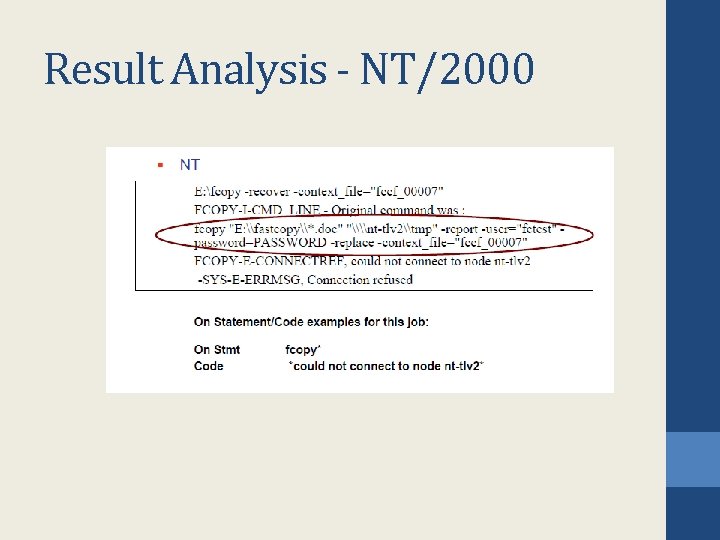 Result Analysis - NT/2000 Result Analysis - NT/2000