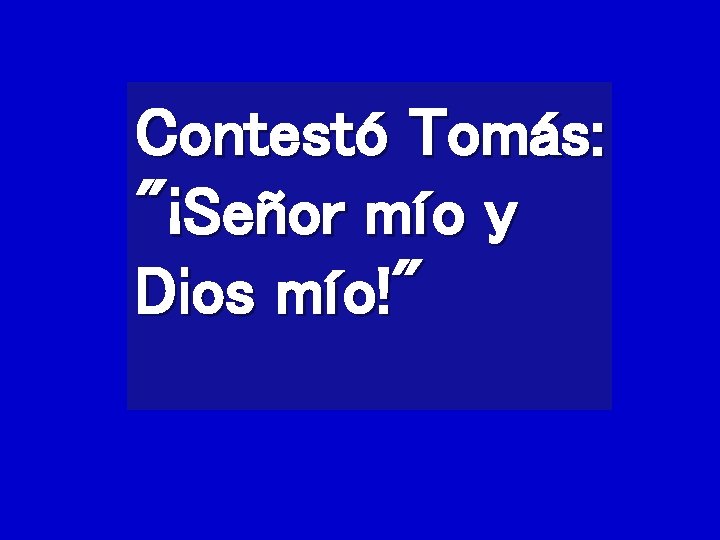 Contestó Tomás: "¡Señor mío y Dios mío!" 