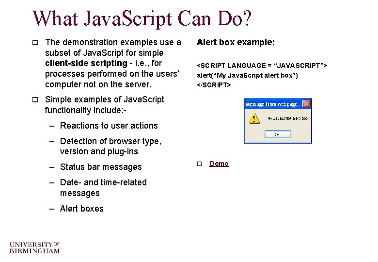 Multimedia Data Introduction to Java Script and Scaleable