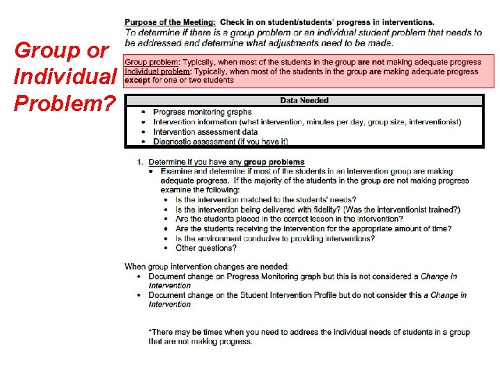 Group or Individual Problem? 