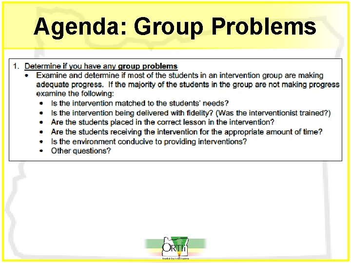 Agenda: Group Problems 