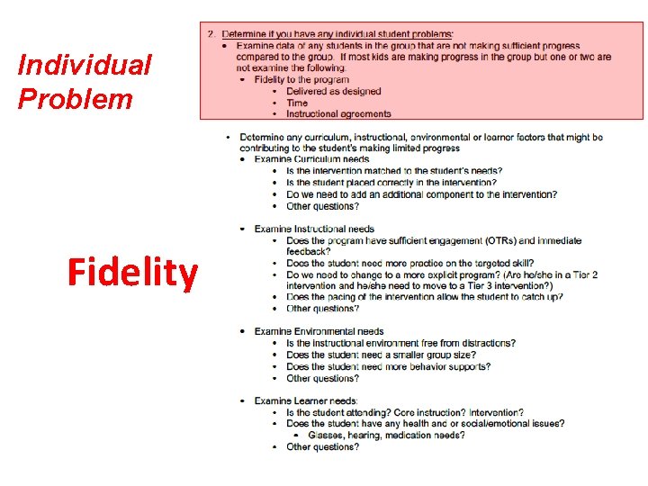 Individual Problem Fidelity 