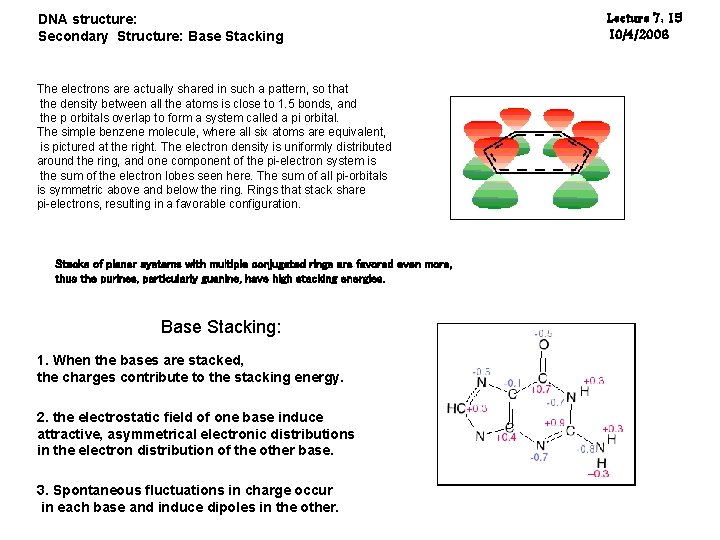 DNA structure: Secondary Structure: Base Stacking The electrons are actually shared in such a DNA structure: Secondary Structure: Base Stacking The electrons are actually shared in such a