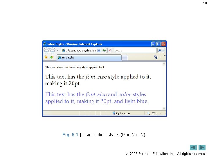 10 Fig. 5. 1 | Using inline styles (Part 2 of 2). 2008 Pearson