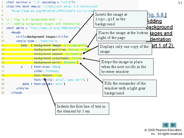 52 Inserts the image at logo. gif as the background Fig. 5. 8 |