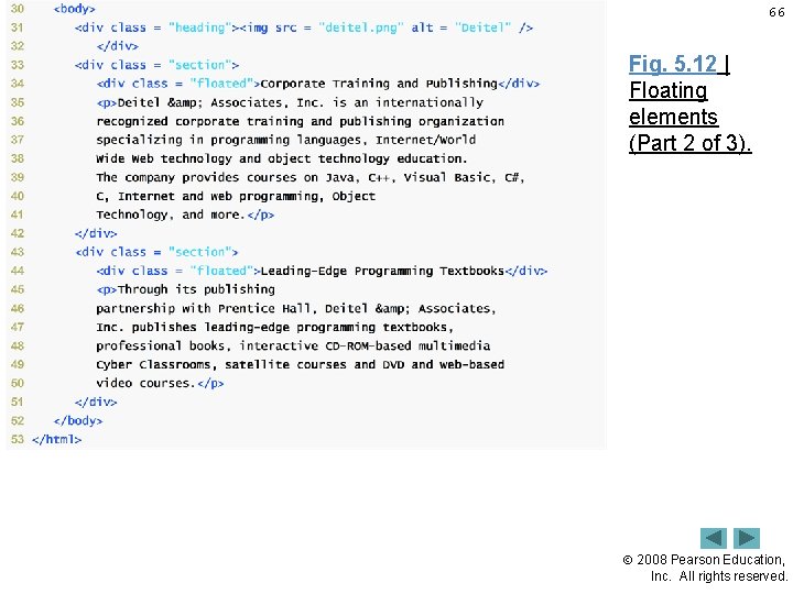 66 Fig. 5. 12 | Floating elements (Part 2 of 3). 2008 Pearson Education,