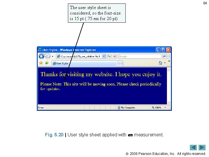 84 The user style sheet is considered, so the font-size is 15 pt (.