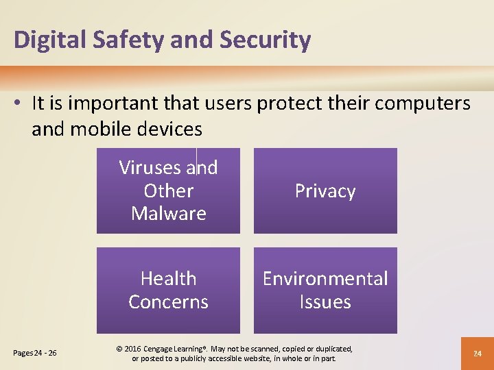 Digital Safety and Security • It is important that users protect their computers and