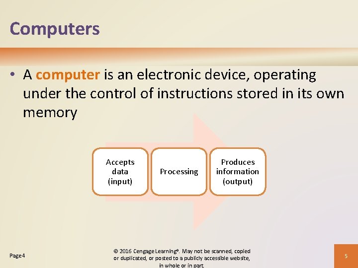 Computers • A computer is an electronic device, operating under the control of instructions