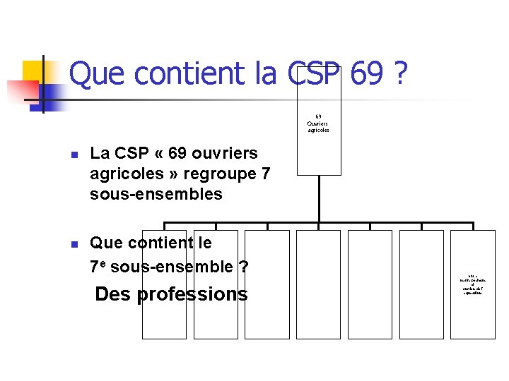 Que contient la CSP 69 ? 69 Ouvriers agricoles n n La CSP « Que contient la CSP 69 ? 69 Ouvriers agricoles n n La CSP «
