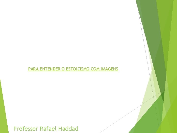 PARA ENTENDER O ESTOICISMO COM IMAGENS Professor Rafael Haddad 