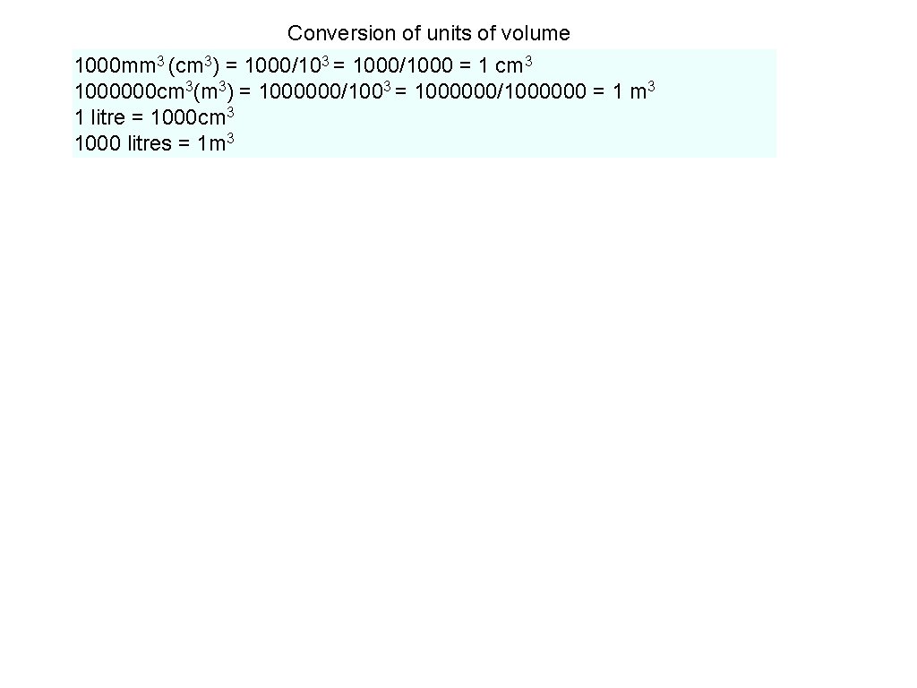 Conversion of units of volume 1000 mm 3 (cm 3) = 1000/103 = 1000/1000