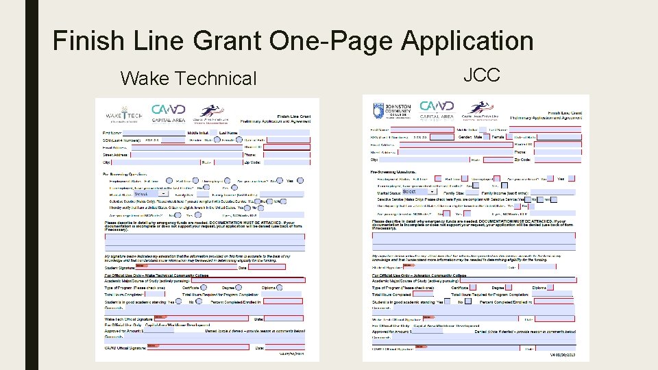 Finish Line Grant One-Page Application Wake Technical JCC 