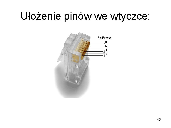 Ułożenie pinów we wtyczce: 43 Ułożenie pinów we wtyczce: 43