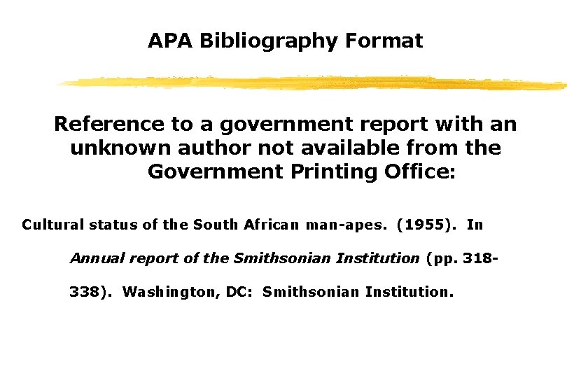 APA Bibliography Format Reference to a government report with an unknown author not available