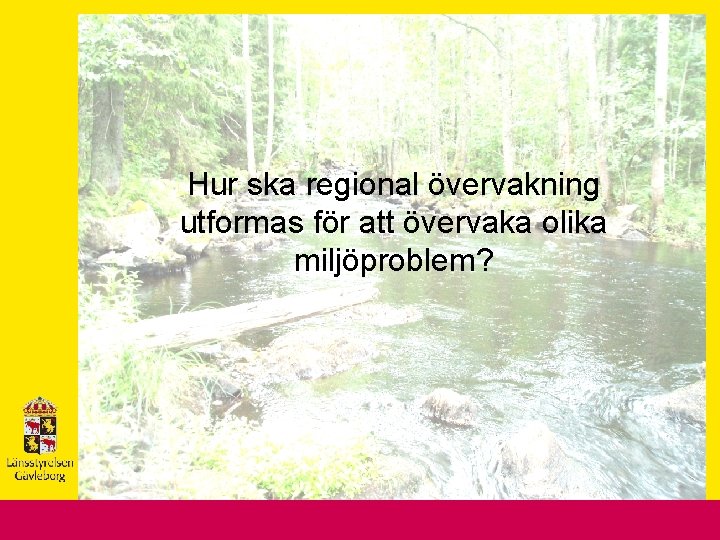 Hur ska regional övervakning utformas för att övervaka olika miljöproblem? 