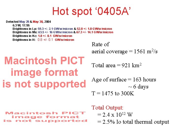Hot spot ‘ 0405 A’ Detected May 28 & May 30, 2004 6. 3 Hot spot ‘ 0405 A’ Detected May 28 & May 30, 2004 6. 3