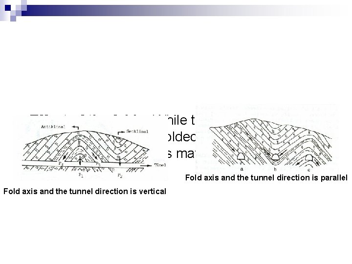 n Effect of the folds: While tunnel is excavated in an area that contains