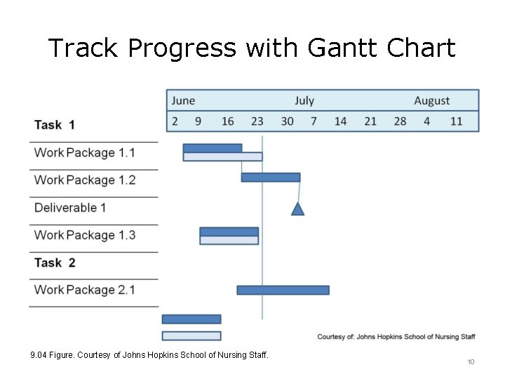 Track Progress with Gantt Chart 9. 04 Figure. Courtesy of Johns Hopkins School of