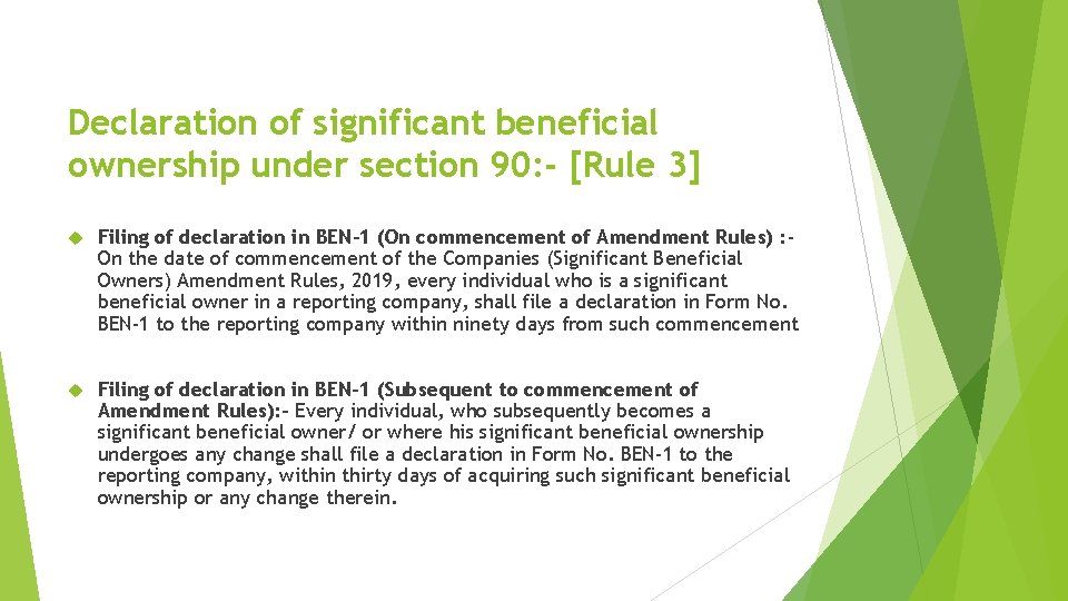Declaration of significant beneficial ownership under section 90: - [Rule 3] Filing of declaration