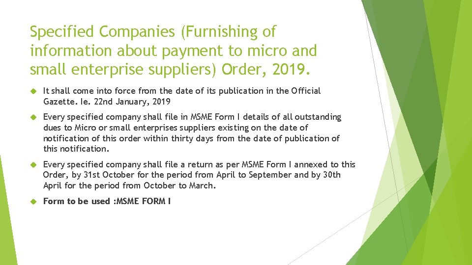 Specified Companies (Furnishing of information about payment to micro and small enterprise suppliers) Order,