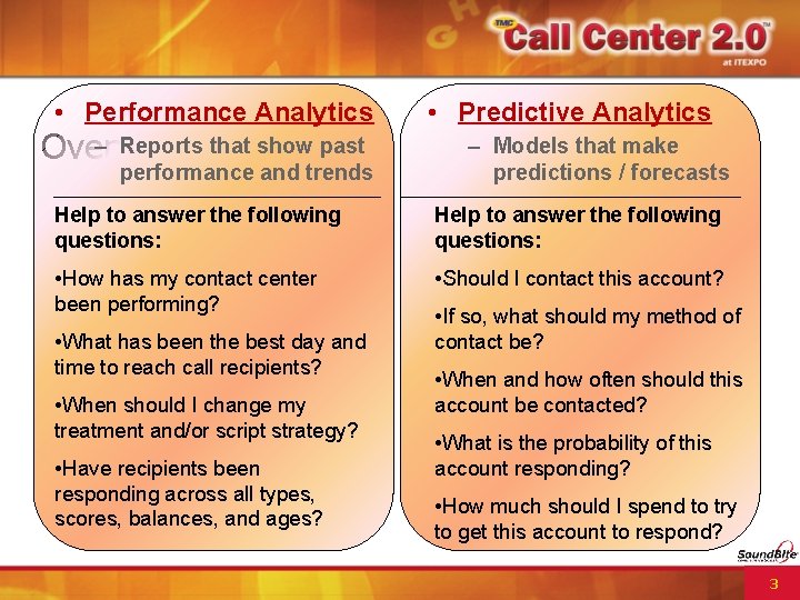  • Performance Analytics – Reportsof that. Analytics show past Overview performance and trends