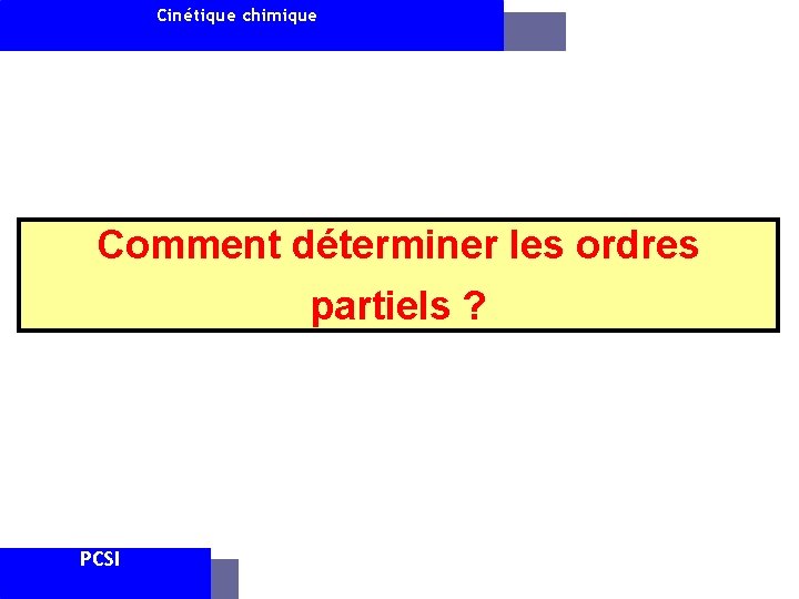 Cinétique chimique Comment déterminer les ordres partiels ? PCSI 