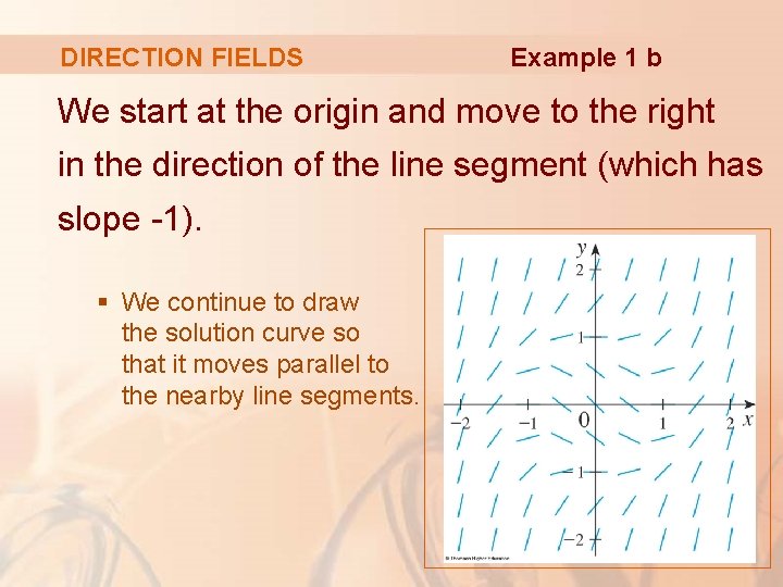 DIRECTION FIELDS Example 1 b We start at the origin and move to the