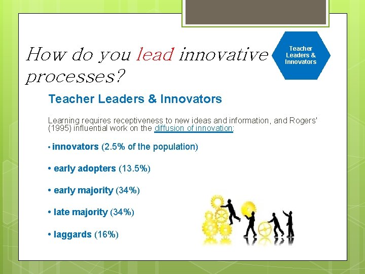 How do you lead innovative processes? Teacher Leaders & Innovators Learning requires receptiveness to