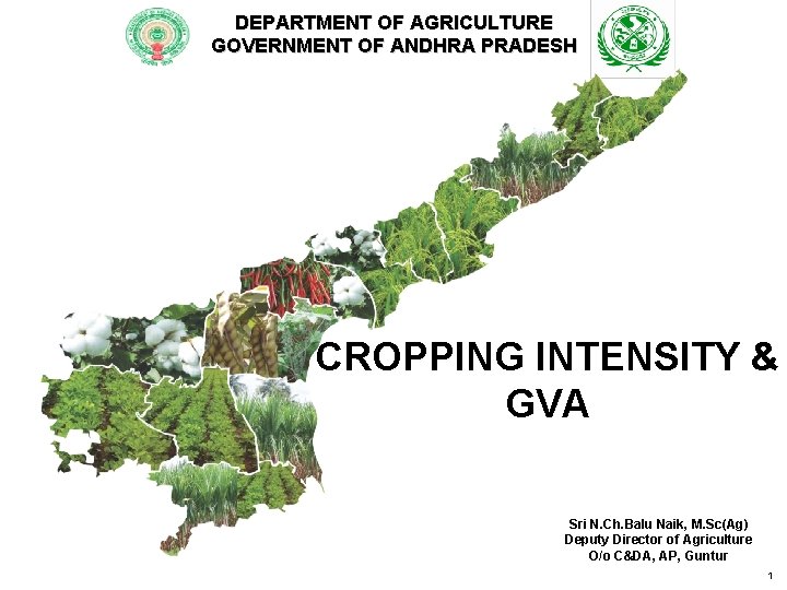 DEPARTMENT OF AGRICULTURE GOVERNMENT OF ANDHRA PRADESH CROPPING INTENSITY & GVA Sri N. Ch.