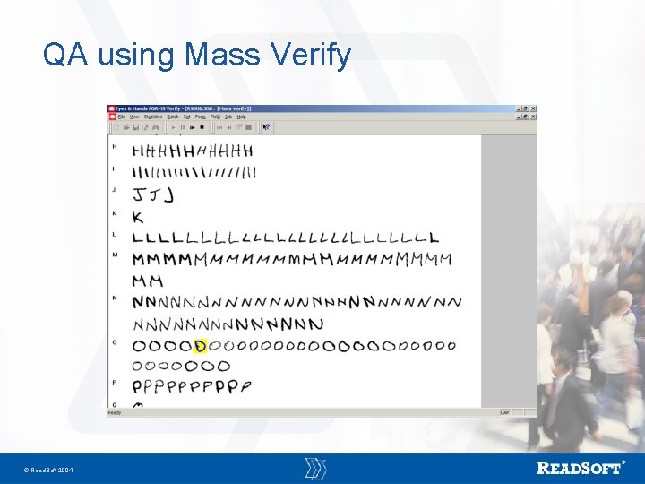 QA using Mass Verify Read. Soft 2004 