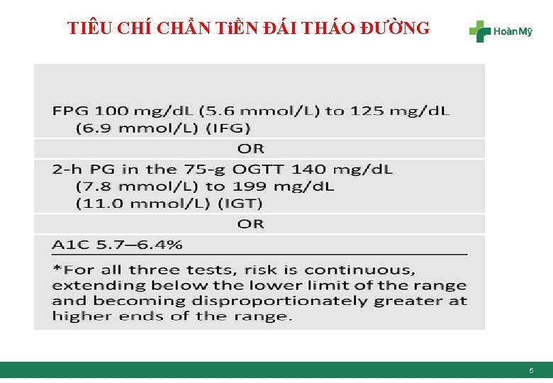 TIÊU CHÍ CHẨN TiỀN ĐÁI THÁO ĐƯỜNG 5 