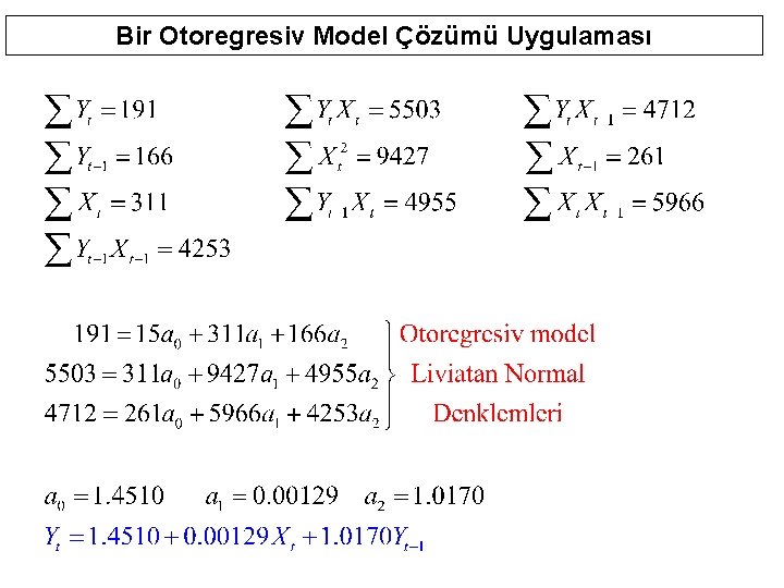 Bir Otoregresiv Model Çözümü Uygulaması 