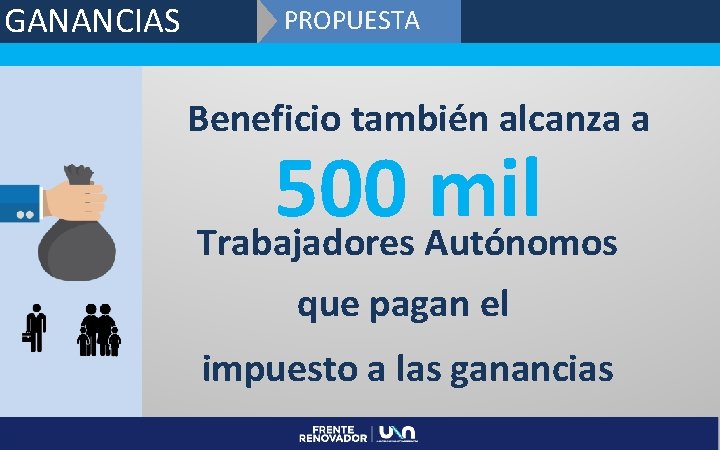 GANANCIAS PROPUESTA Beneficio también alcanza a 500 mil Trabajadores Autónomos que pagan el impuesto