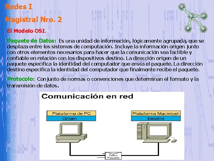 Redes I Magistral Nro. 2 El Modelo OSI. Paquete de Datos: Es una unidad Redes I Magistral Nro. 2 El Modelo OSI. Paquete de Datos: Es una unidad