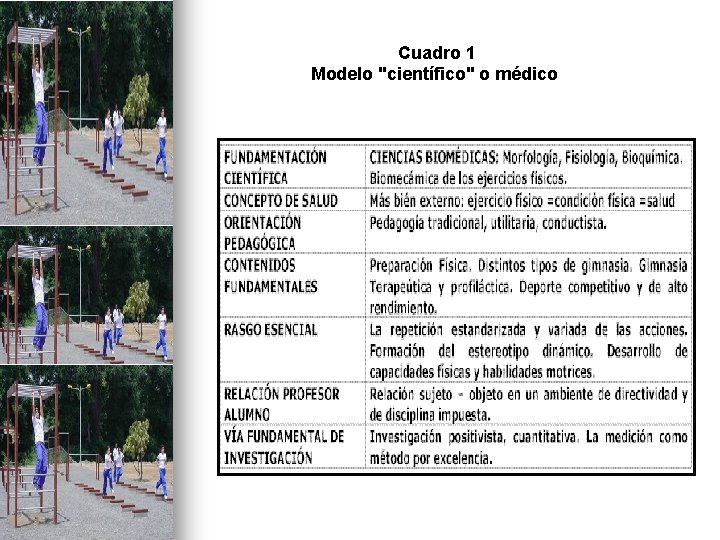 Cuadro 1 Modelo "científico" o médico 