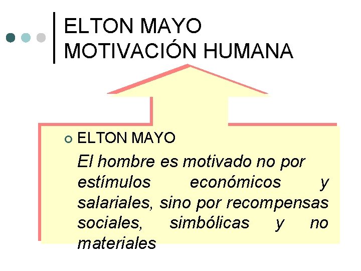 ELTON MAYO MOTIVACIÓN HUMANA ¢ ELTON MAYO El hombre es motivado no por estímulos