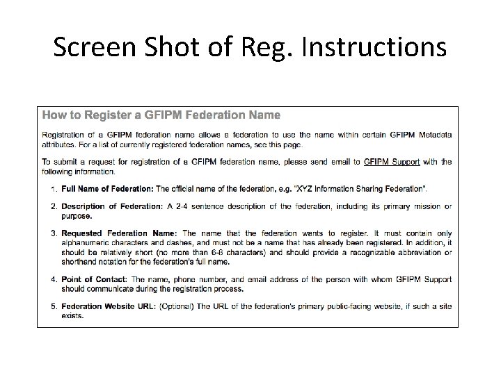 Screen Shot of Reg. Instructions Screen Shot of Reg. Instructions