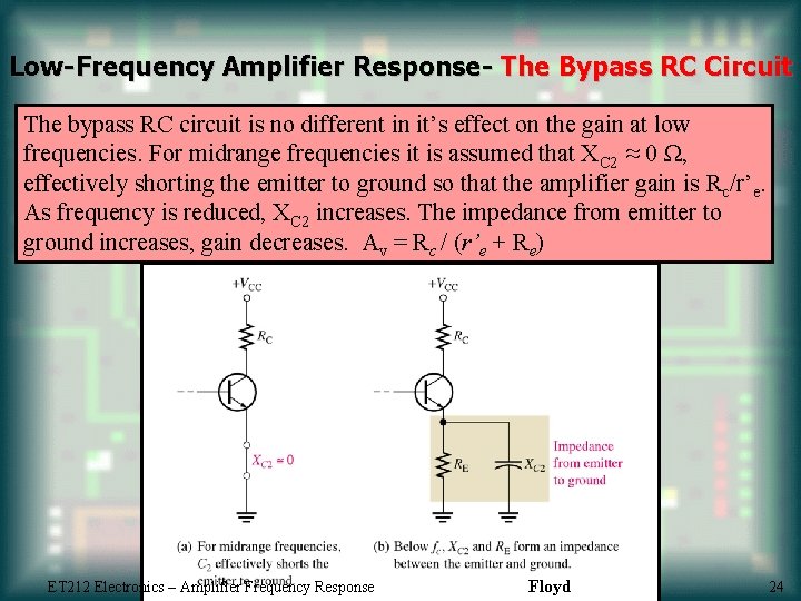 Low-Frequency Amplifier Response- The Bypass RC Circuit The bypass RC circuit is no different