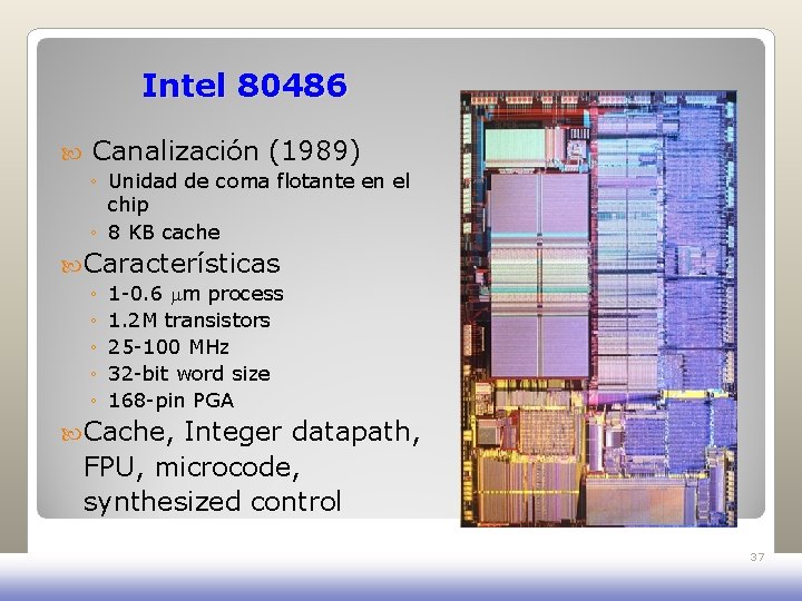 Intel 80486 Canalización (1989) ◦ Unidad de coma flotante en el chip ◦ 8 Intel 80486 Canalización (1989) ◦ Unidad de coma flotante en el chip ◦ 8