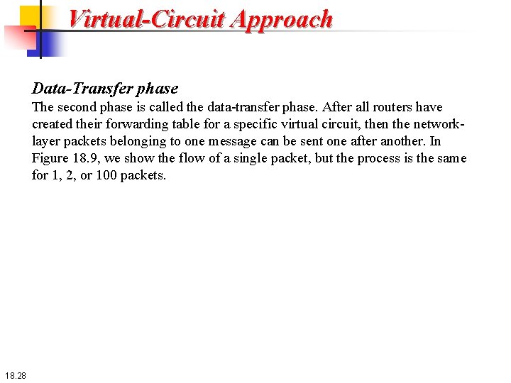 Virtual-Circuit Approach Data-Transfer phase The second phase is called the data-transfer phase. After all